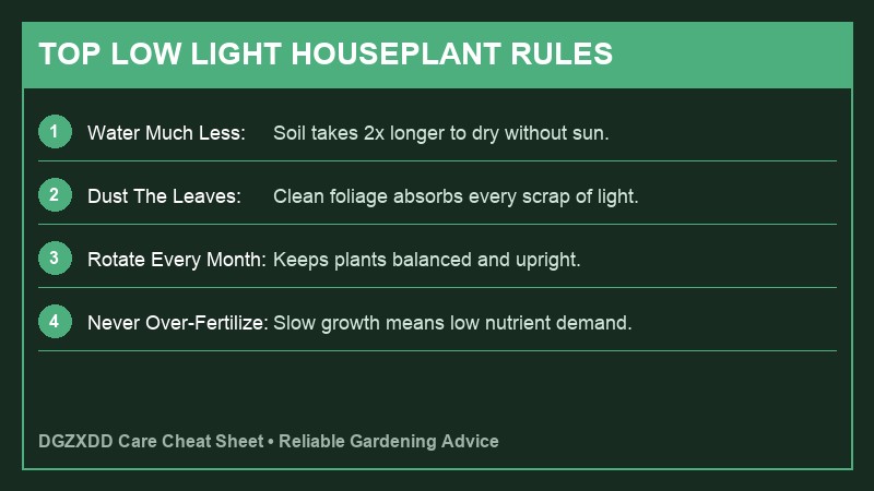 Low Light Houseplant Care Rules Infographic