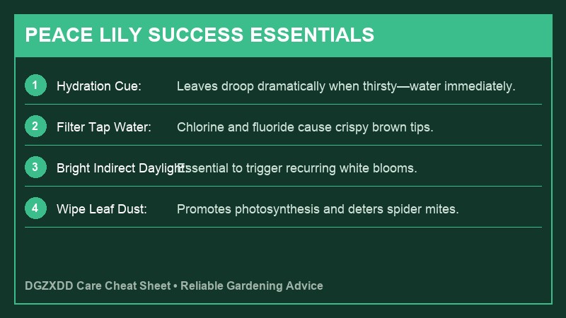 Peace Lily Care Essentials Infographic