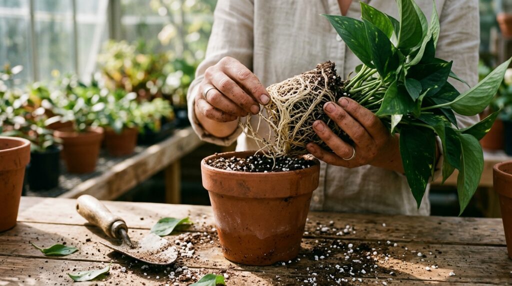 How to Save an Overwatered Plant inspecting root system